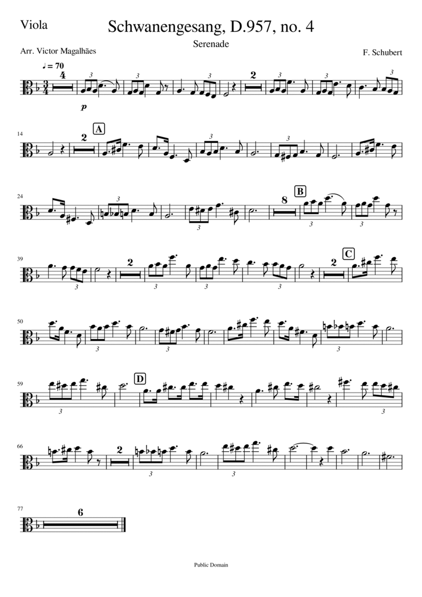 Serenade - F. Schubert - Viola Solo image number null