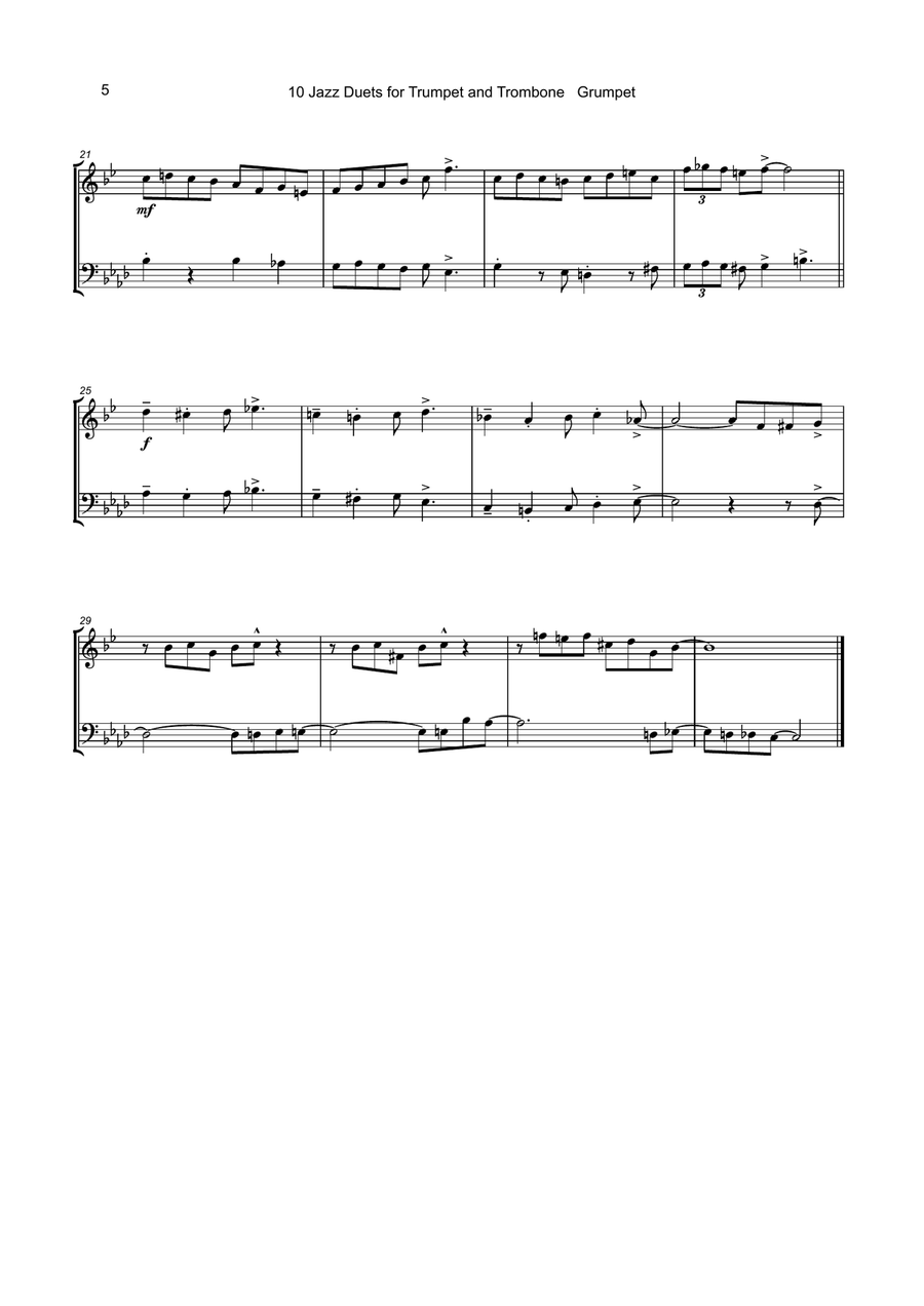10 Jazz Duets for Trumpet and Trombone Brass Duet scores gallery preview page 6