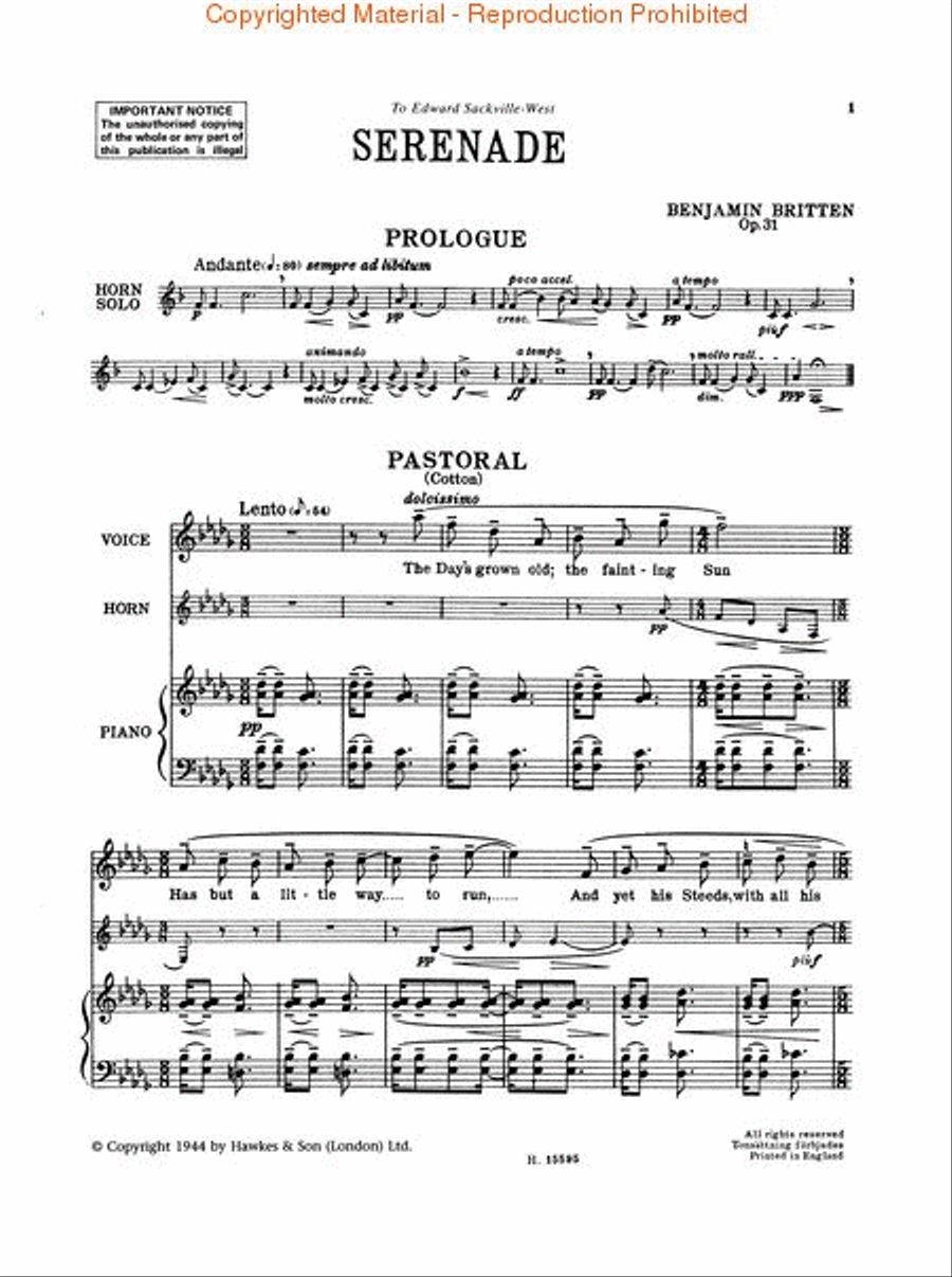 Serenade for Tenor, Op. 31 Voice scores gallery preview page 2