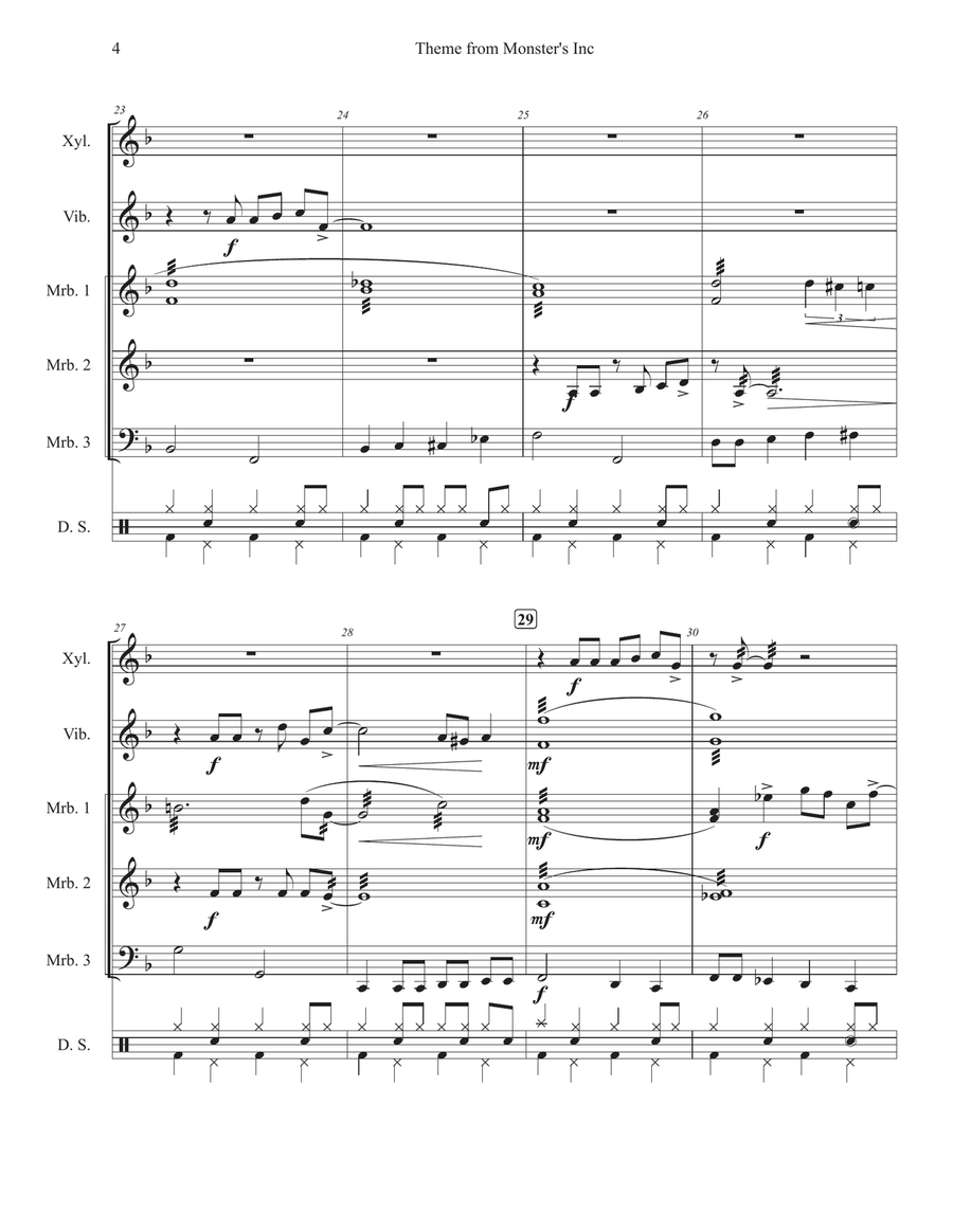 Monsters Inc. Percussion Ensemble scores gallery preview page 4