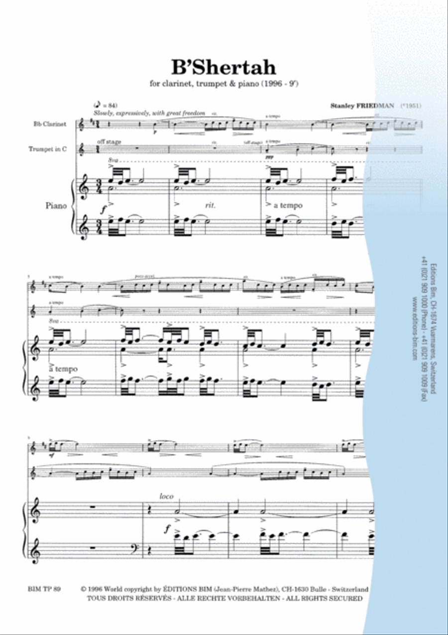 B'Shertah B'Shertah Clarinet scores gallery preview page 2