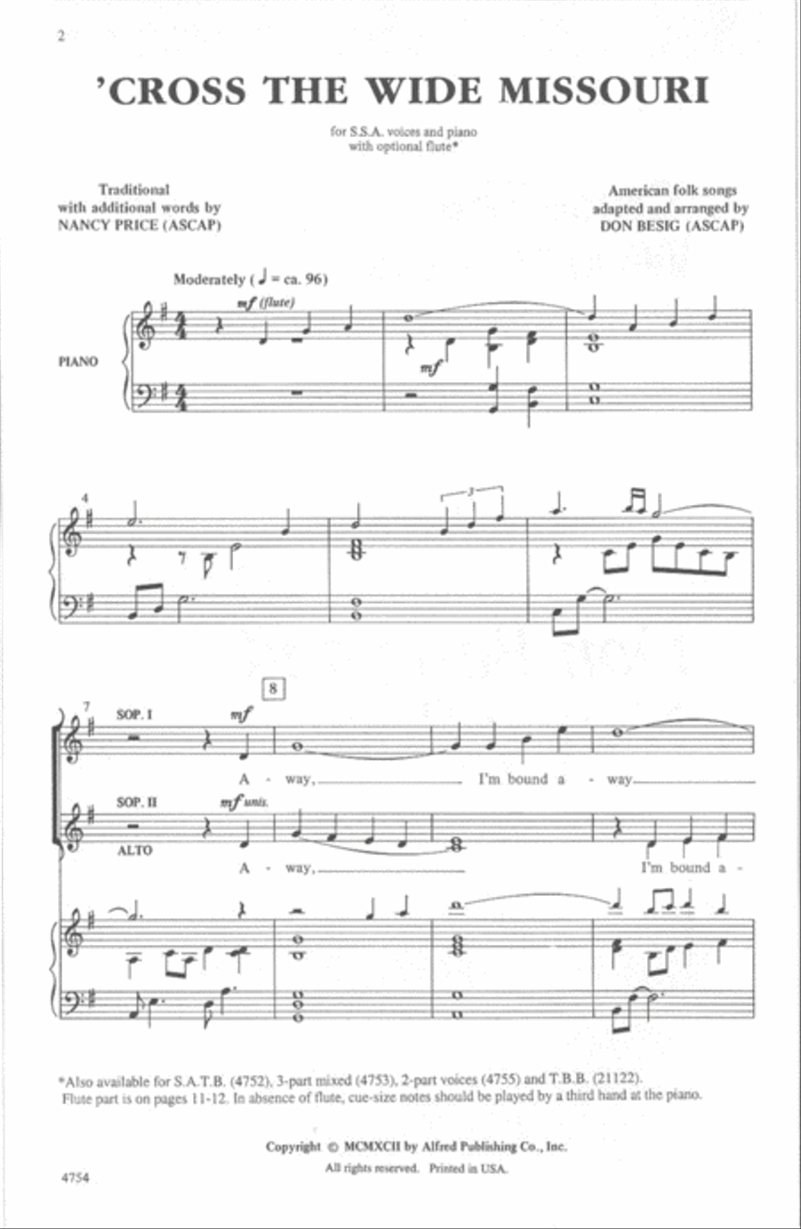 'Cross the Wide Missouri 'Cross the Wide Missouri Women's Choir scores gallery preview page 2