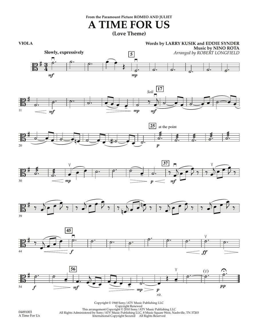 A Time For Us (Love Theme) - Viola Orchestra scores gallery preview page 1