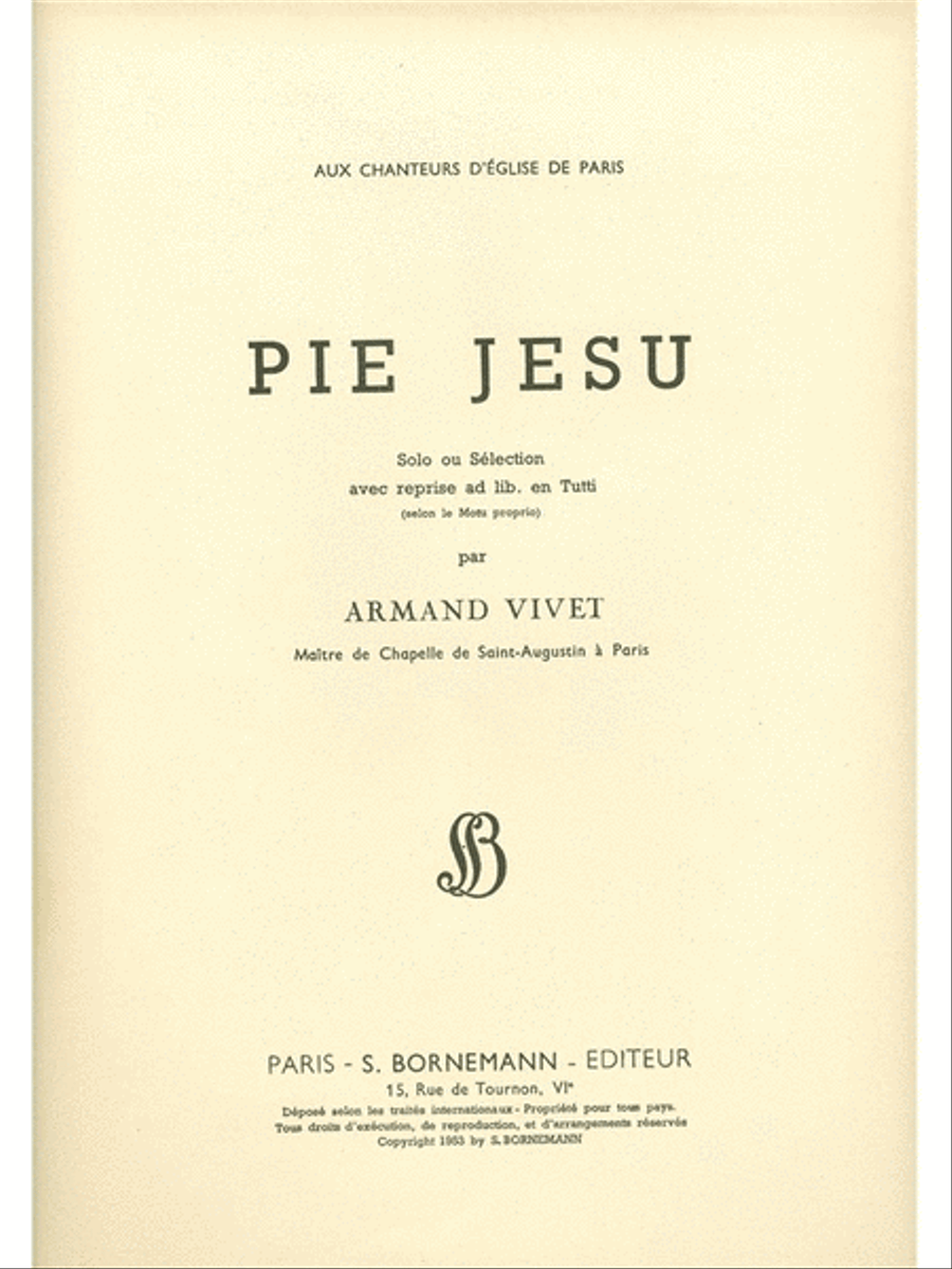 Vivet Pie Jesu Choir & Organ Book Choir scores gallery preview page 1