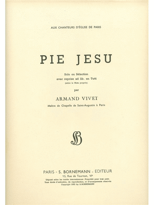 Book cover for Vivet Pie Jesu Choir & Organ Book
