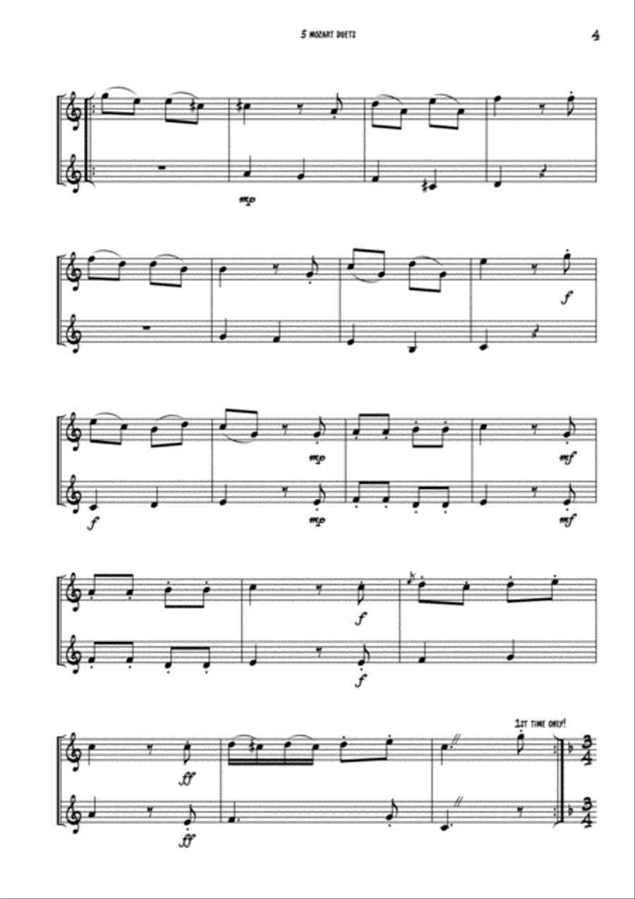 5 Mozart Brass duets 5 Mozart Brass duets Brass Duet scores gallery preview page 4