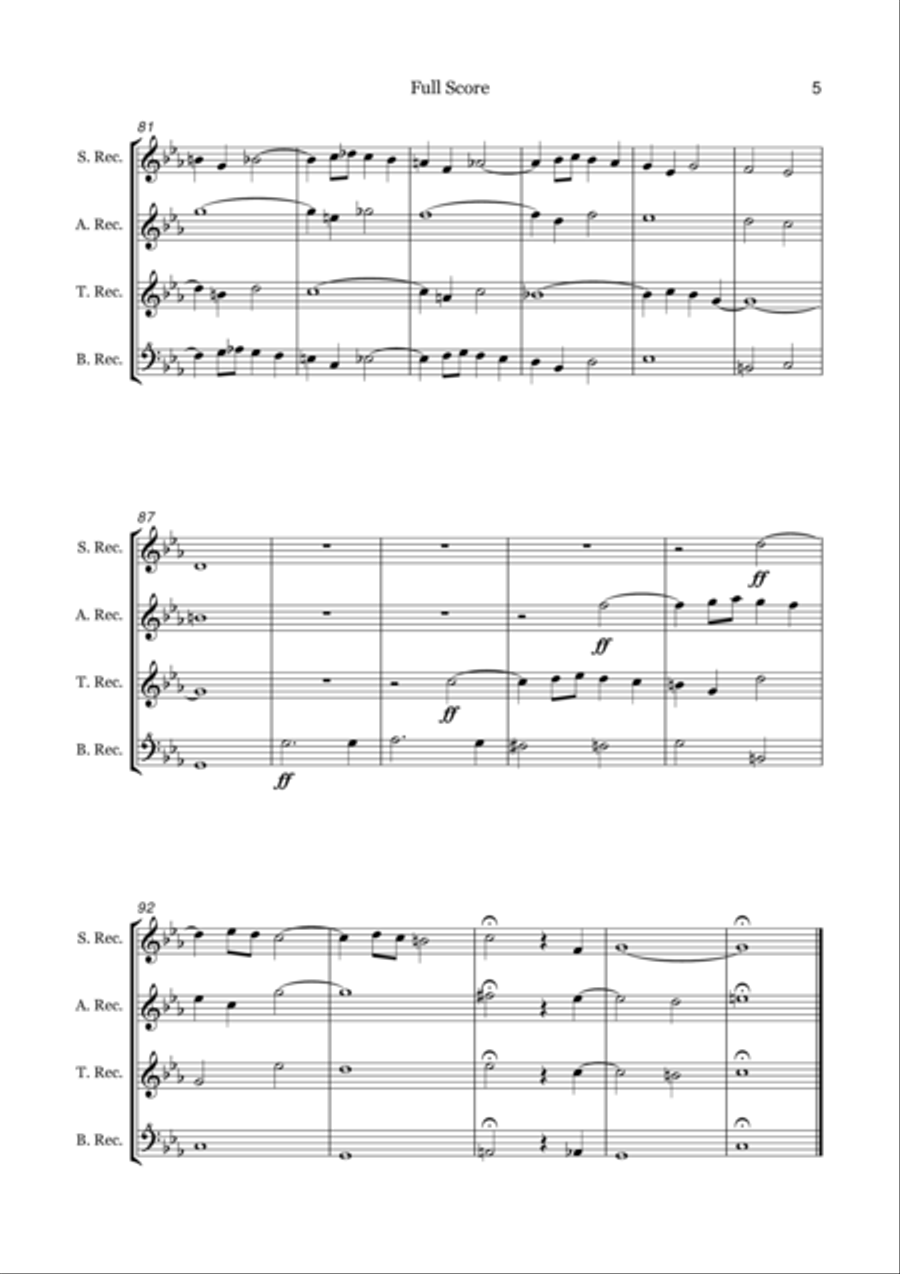 Fugue in C Minor for Recorder Quartet Small Ensemble scores gallery preview page 6