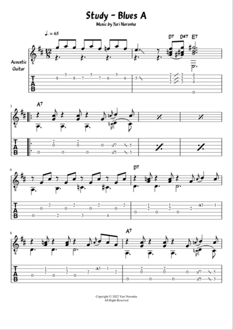 Blues A - Fingerstyle for Acoustic Guitar Acoustic Guitar scores gallery preview page 2