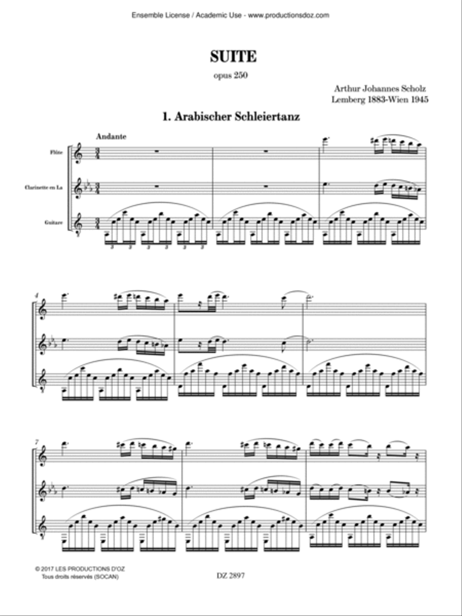 Suite, opus 250 Clarinet scores gallery preview page 3