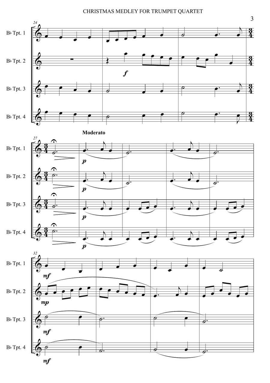 A Christmas medley for Trumpet quartet Brass Quartet scores gallery preview page 4
