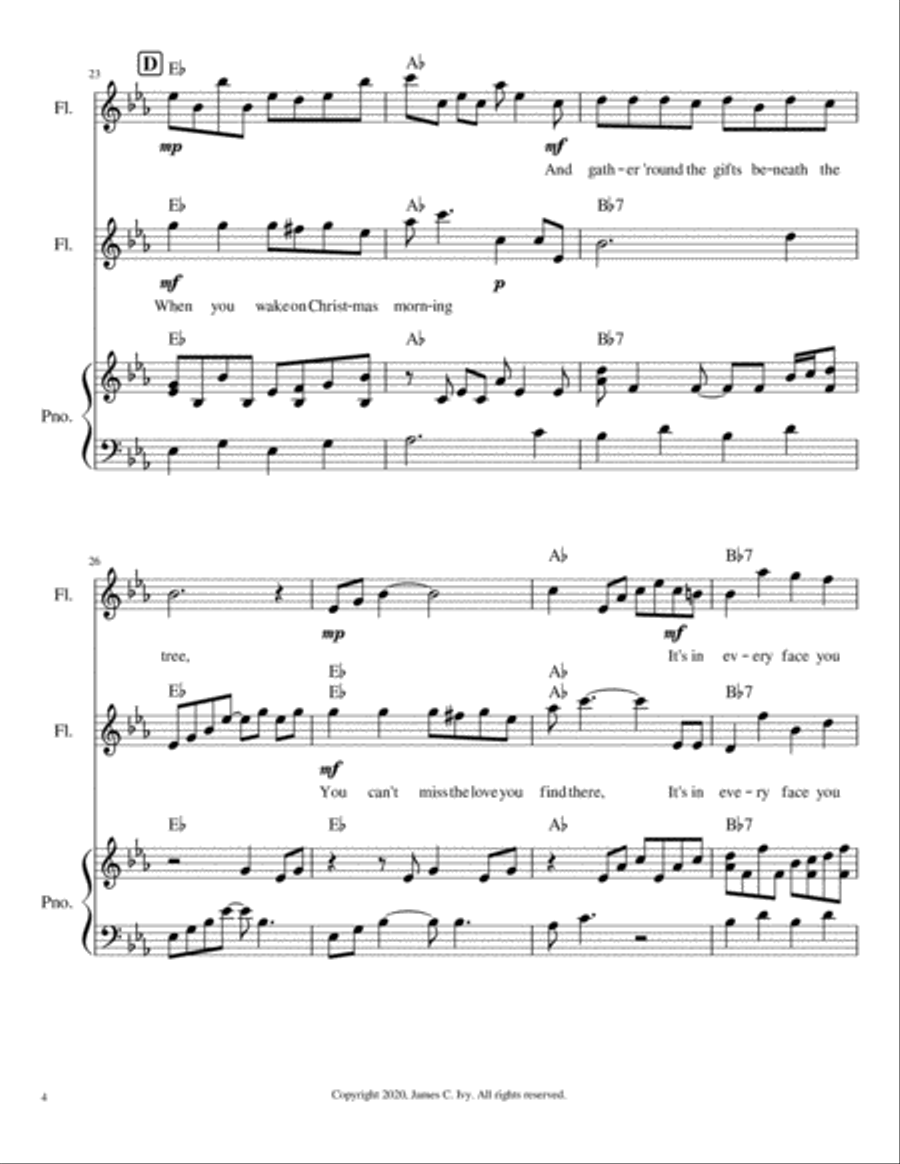 Love At Christmas for Two Flutes and Piano Flute Duet scores gallery preview page 5