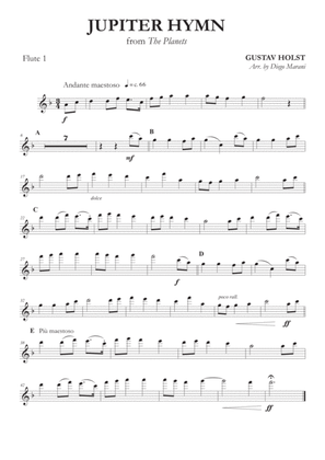 Jupiter Hymn from "The Planets" for Flute Quartet