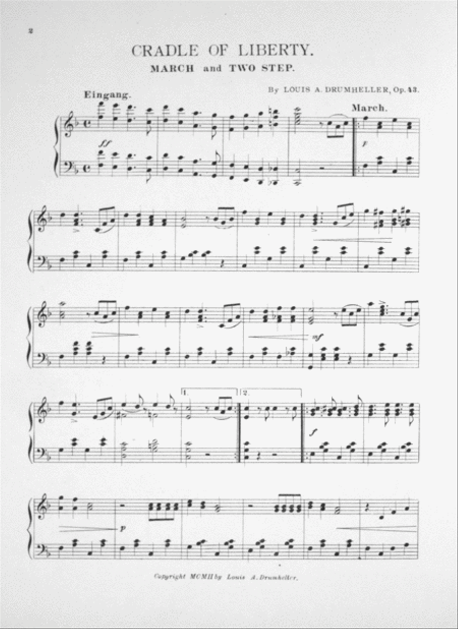 Cradle of Liberty. March and Two-Step Piano Solo scores gallery preview page 2