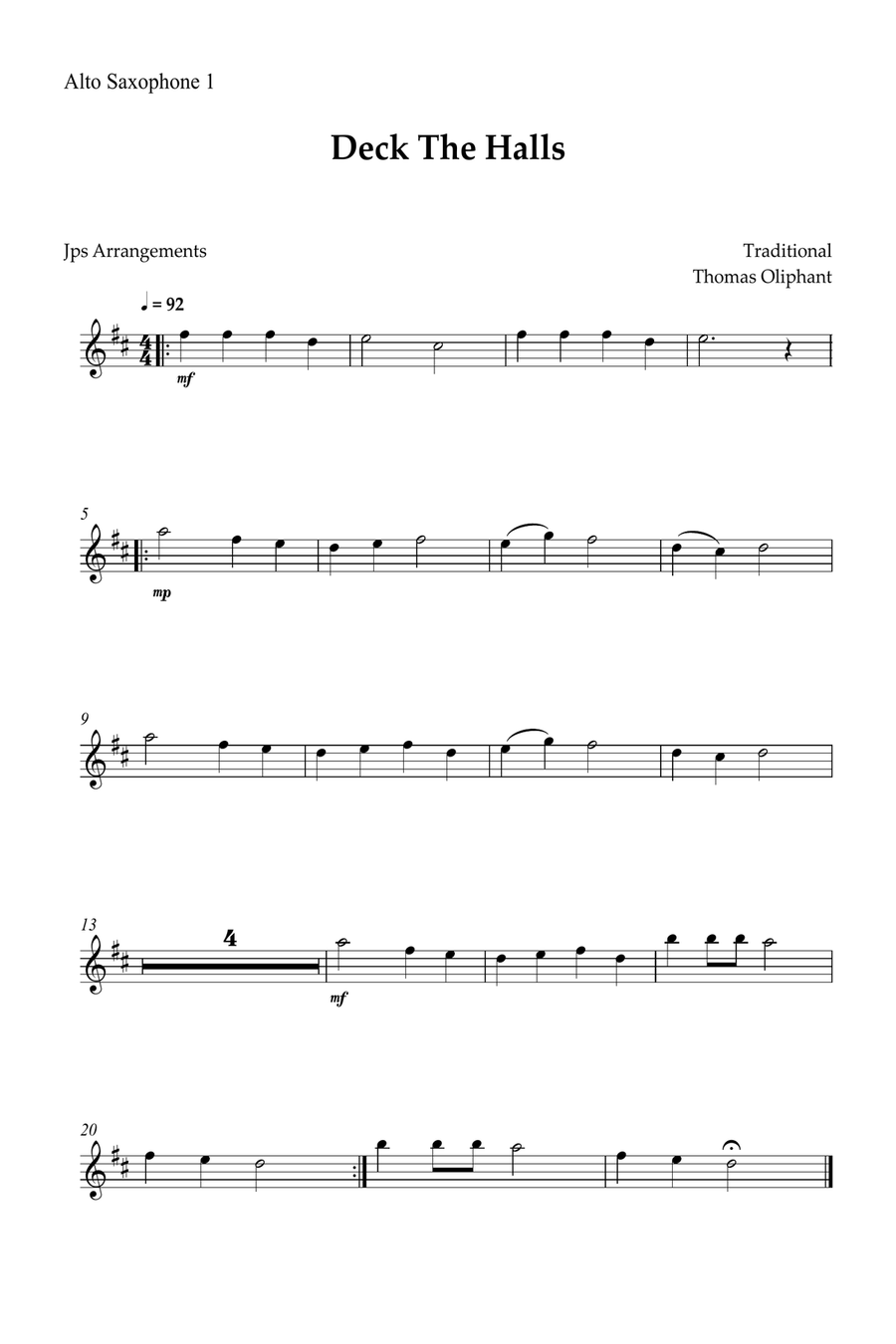 Deck The Halls for Sax quartet Saxophone Quartet scores gallery preview page 3