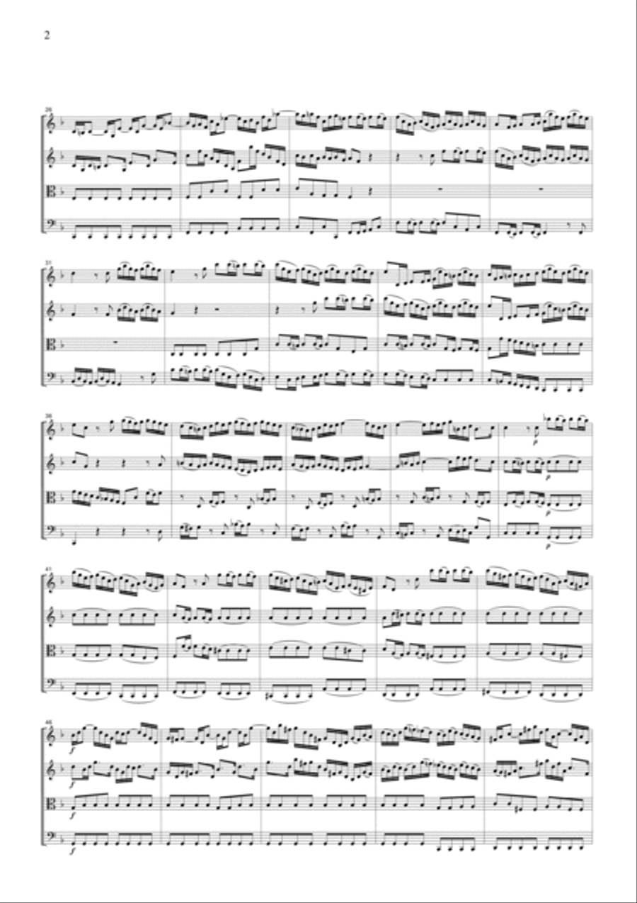 J.S.Bach Brandenburg Concerto No.6, all mvts. for String Quartet, for string quartet, CB227 String Quartet scores gallery preview page 2