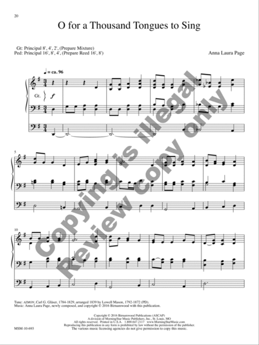 The King of Heaven: Five Hymns of Praise for Organ Organ Solo scores gallery preview page 13