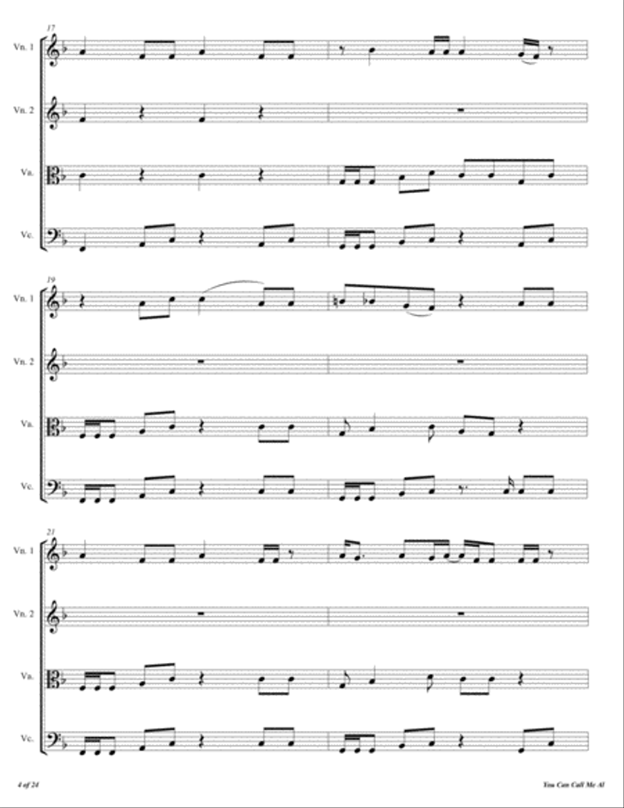 You Can Call Me Al String Quartet scores gallery preview page 5