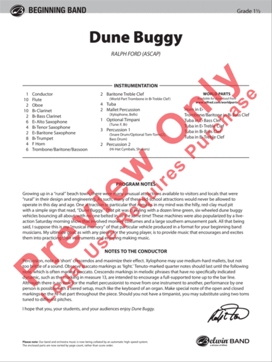 Dune Buggy Concert Band scores gallery preview page 2