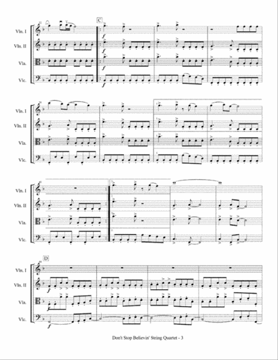 Don't Stop Believin' Don't Stop Believin' String Quartet scores gallery preview page 4