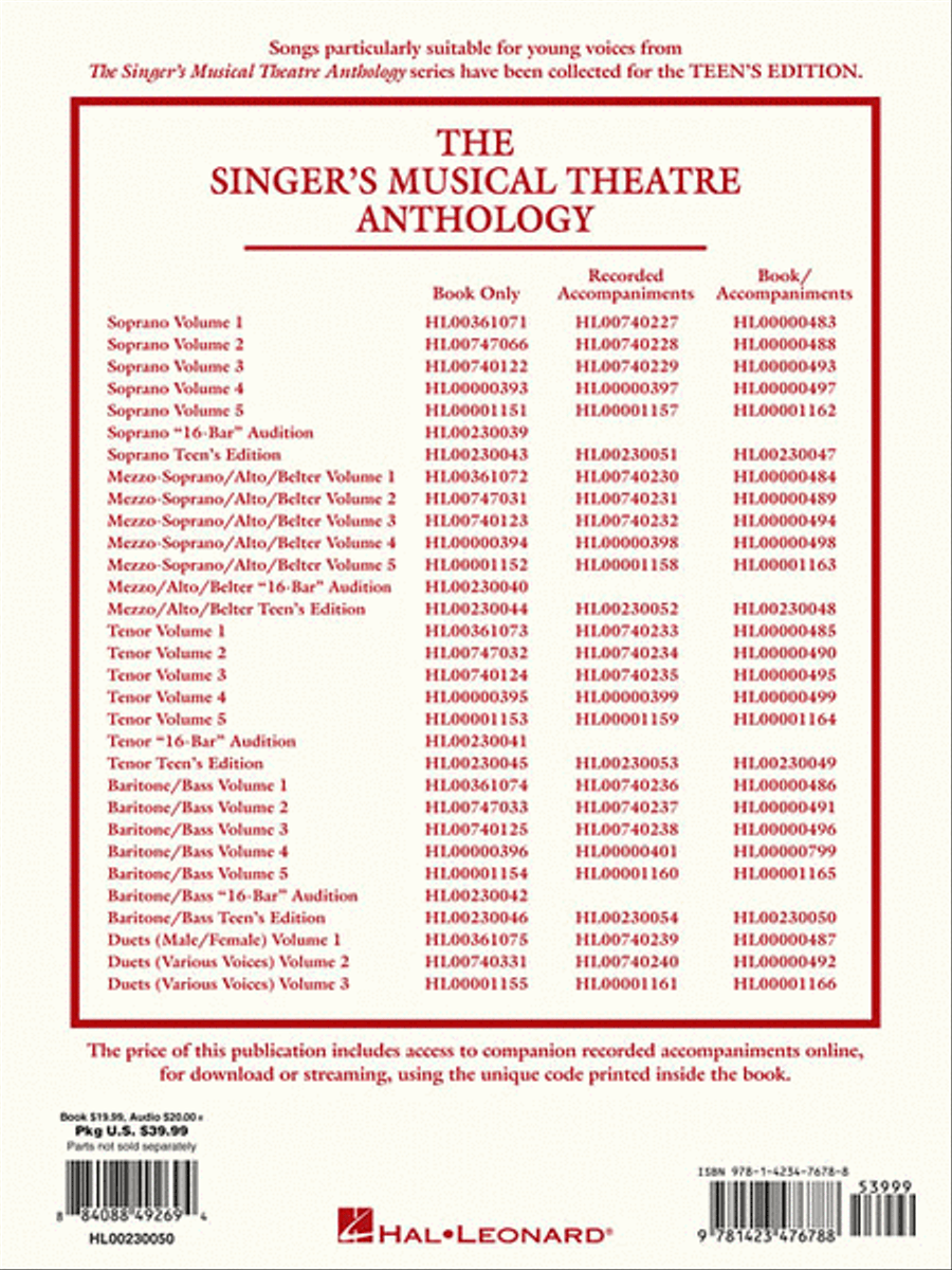 The Singer's Musical Theatre Anthology – Teen's Edition Baritone Voice scores gallery preview page 2