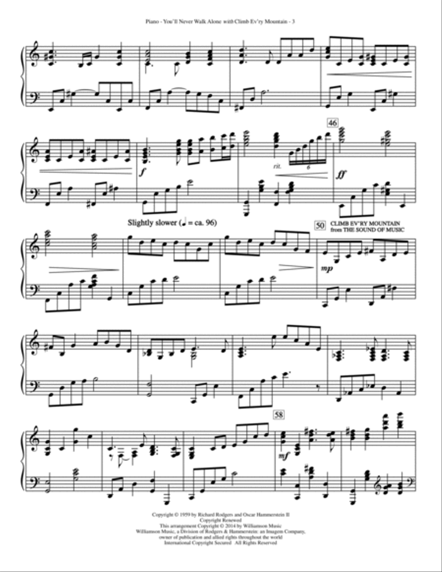 You'll Never Walk Alone (with Climb Every Mountain) - Piano Choir scores gallery preview page 3