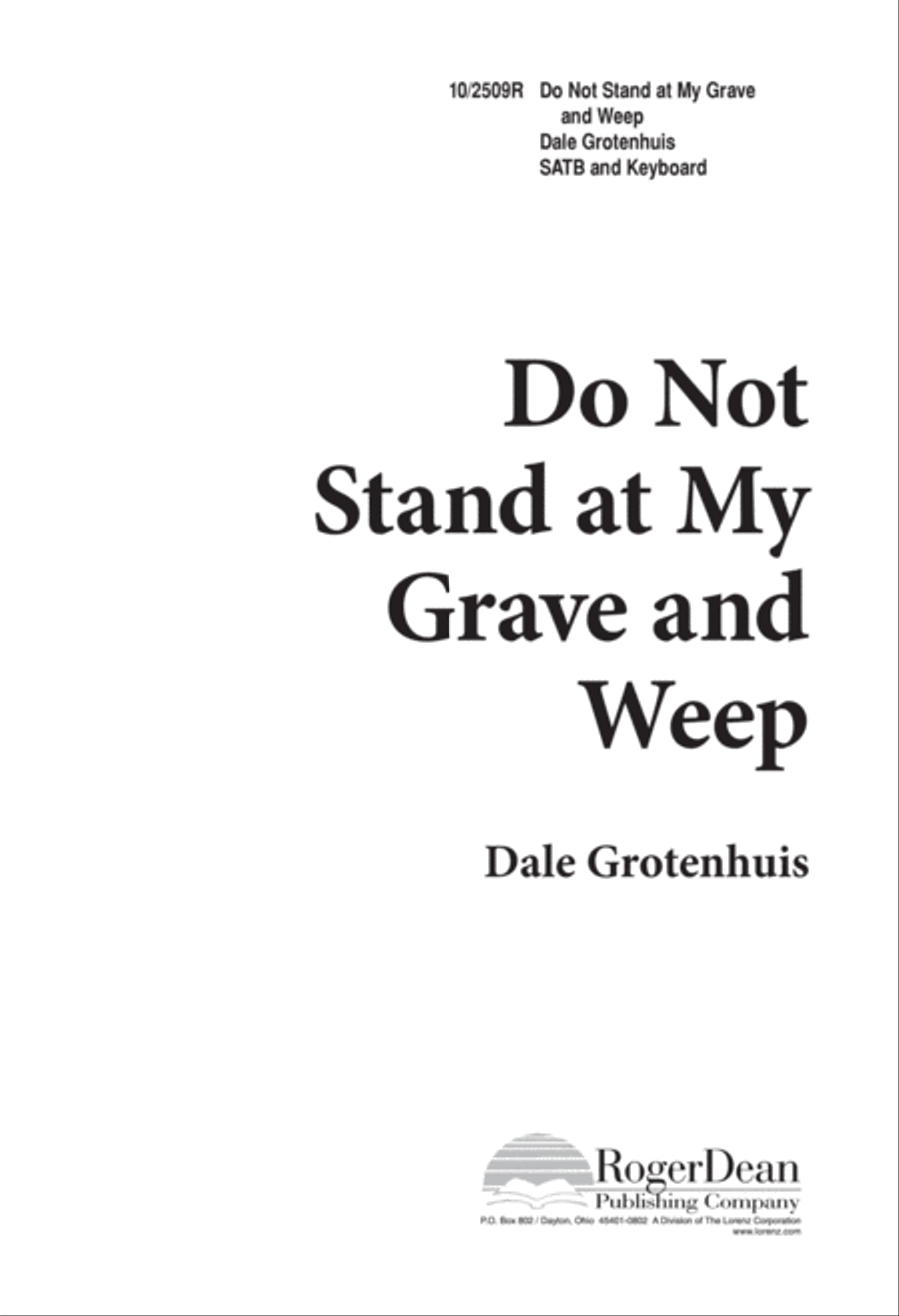 Do Not Stand at My Grave and Weep 4-Part scores gallery preview page 1
