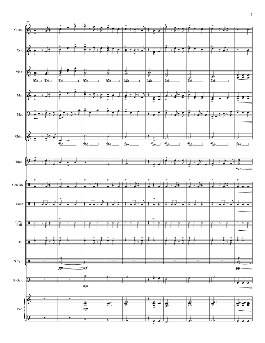 Away in a Manger, One Silent Night - for Percussion Ensemble Percussion Ensemble scores gallery preview page 4