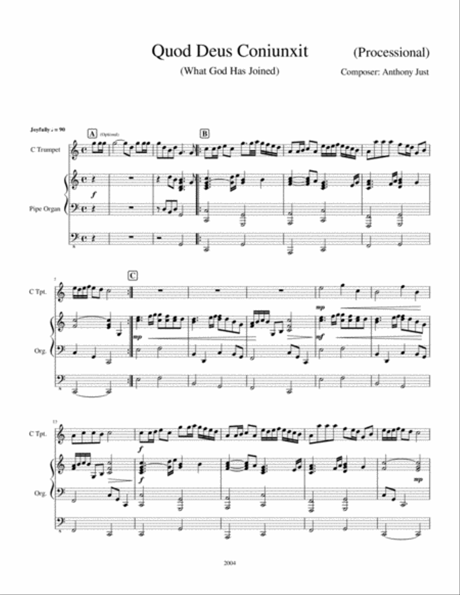 Quod Deus Coniunxit (What God Has Joined) Trumpet Duet scores gallery preview page 1