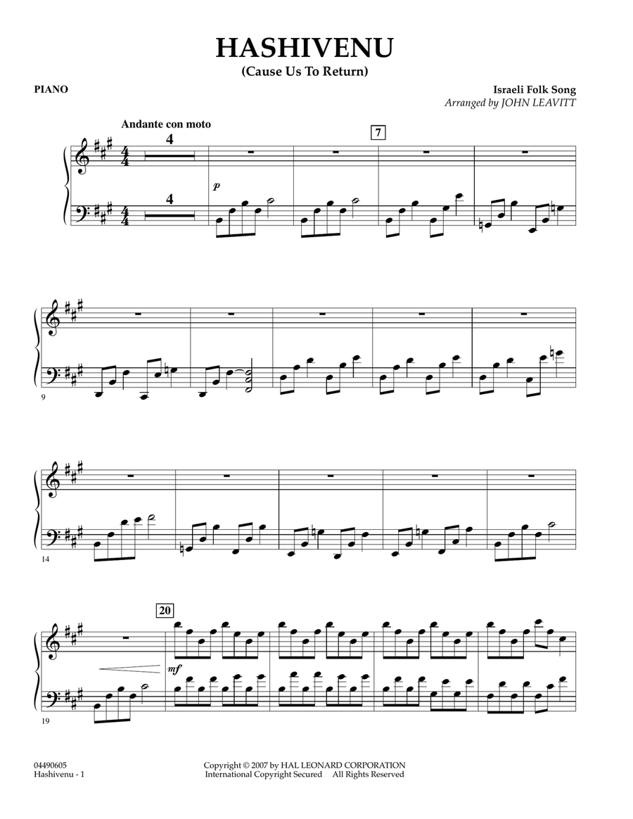 Hashivenu (Cause Us to Return) - Percussion 1 Orchestra scores gallery preview page 1