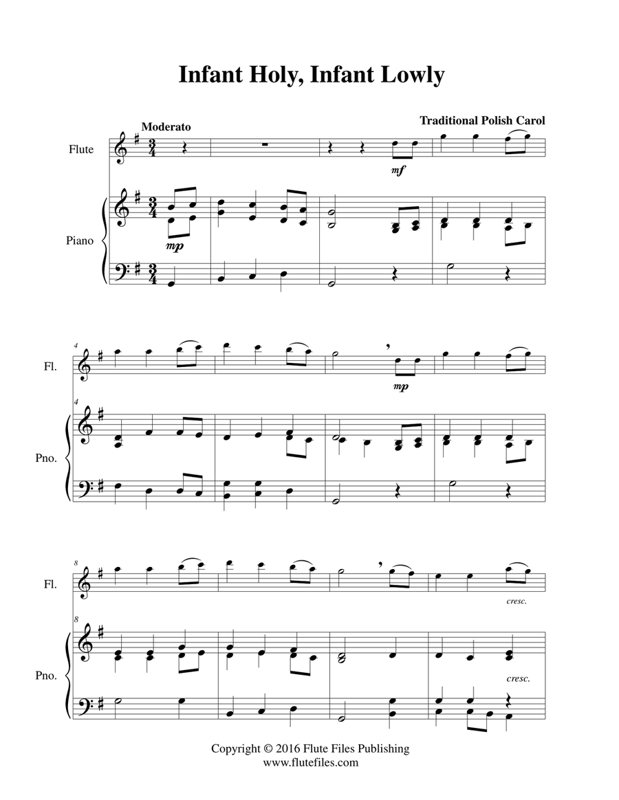 Infant Holy, Infant Lowly - Flute Solo Chamber Music scores gallery preview page 3