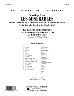 Selections from Les Miserables (arr. Bob Lowden) - Full Score