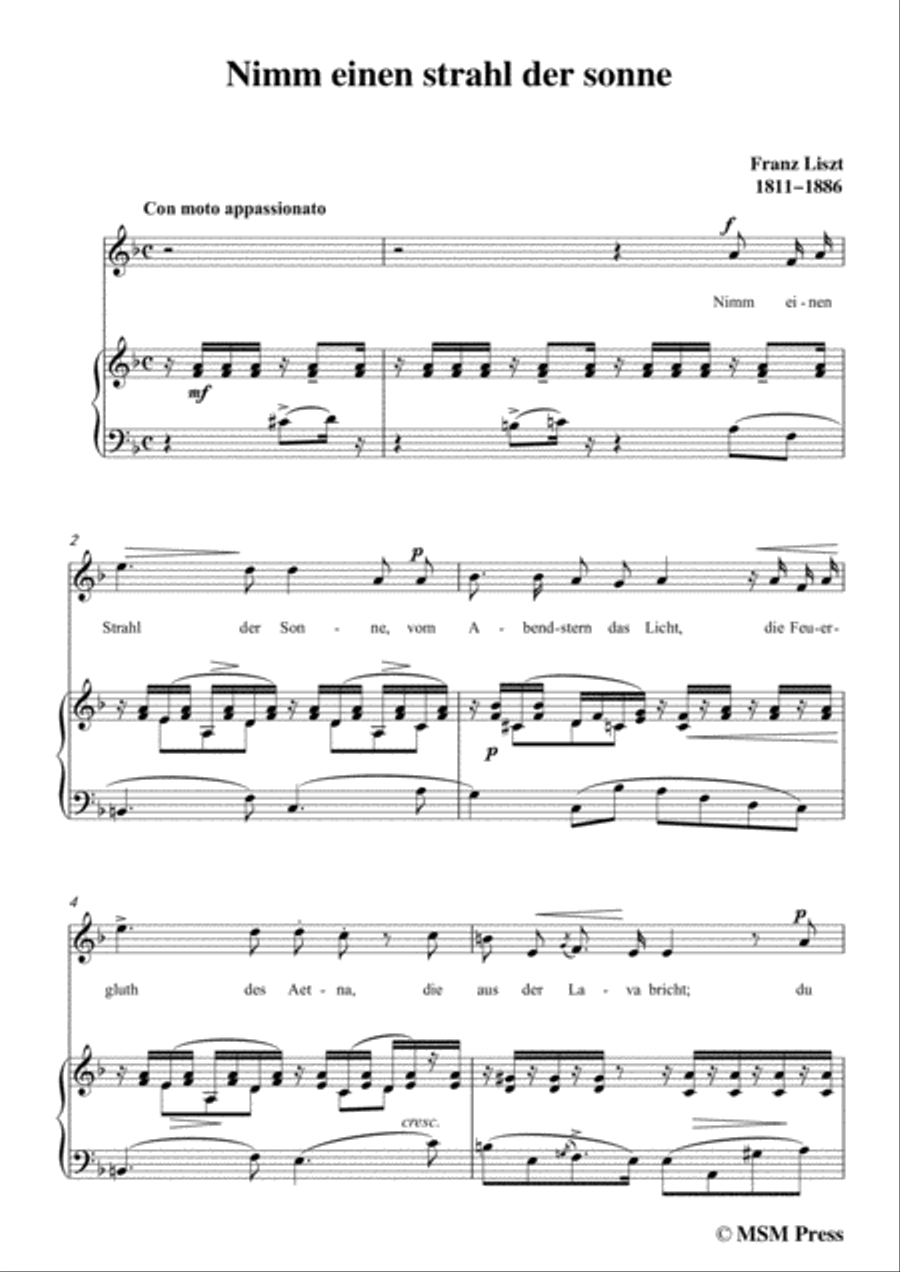 Liszt-Nimm einen strahl der sonne in F Major,for Voice and Piano Voice Solo scores gallery preview page 3