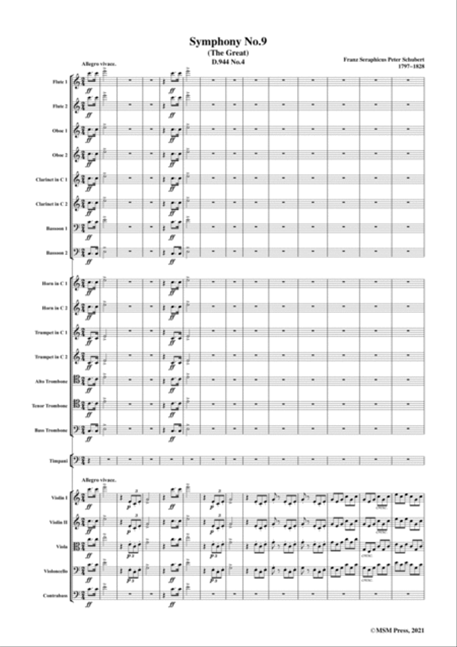 Schubert-Symphony No.9(The Great),D.944 No.4,for Orchestra Chamber Orchestra scores gallery preview page 3