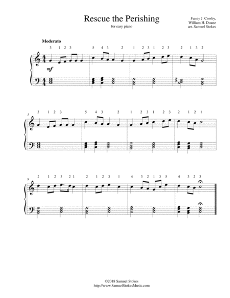 Rescue the Perishing - for easy piano Rescue the Perishing - for easy piano Easy Piano scores gallery preview page 1