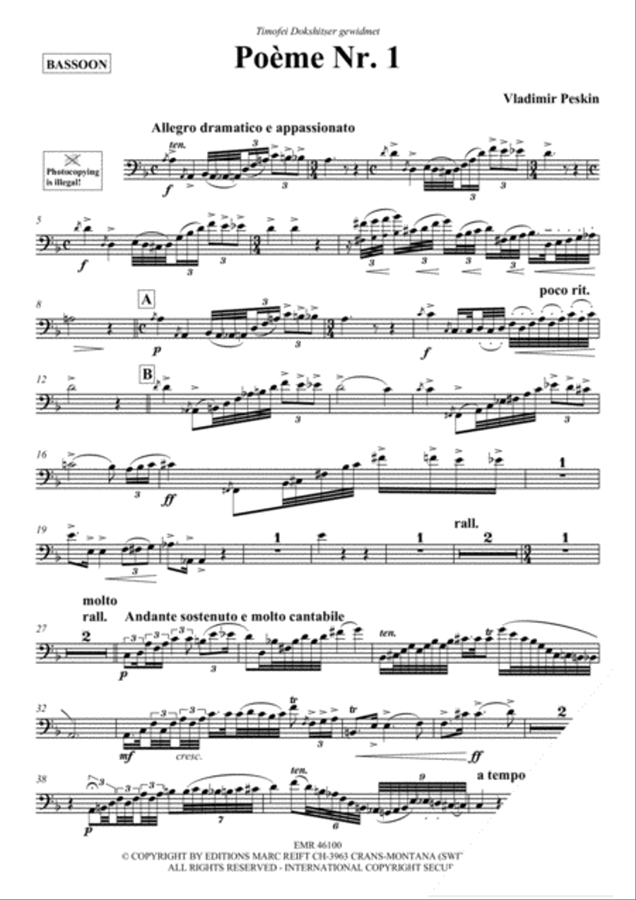 Poeme No. 1 Bassoon Solo scores gallery preview page 3