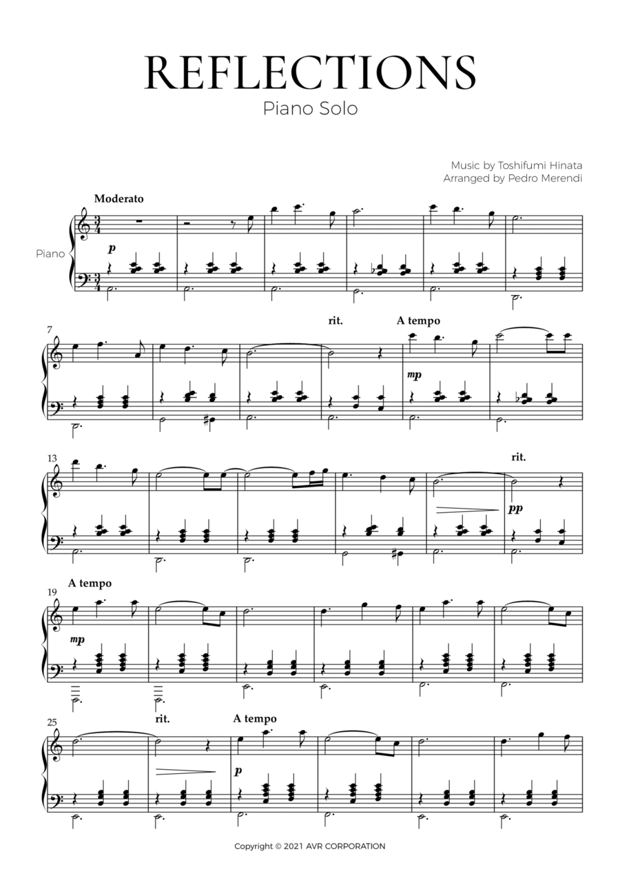 Reflections Toshifumi Hinata Piano Solo scores gallery preview page 1