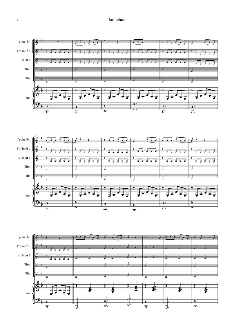 Dandelions Brass Quintet scores gallery preview page 2