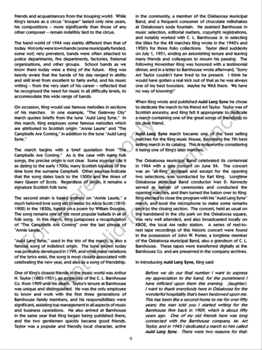 Auld Lang Syne Concert Band scores gallery preview page 10