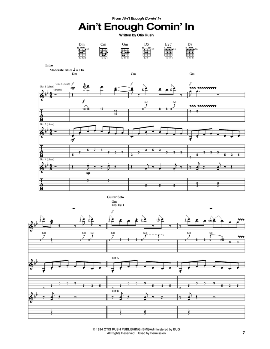 Ain't Enough Comin' In Acoustic Guitar scores gallery preview page 1