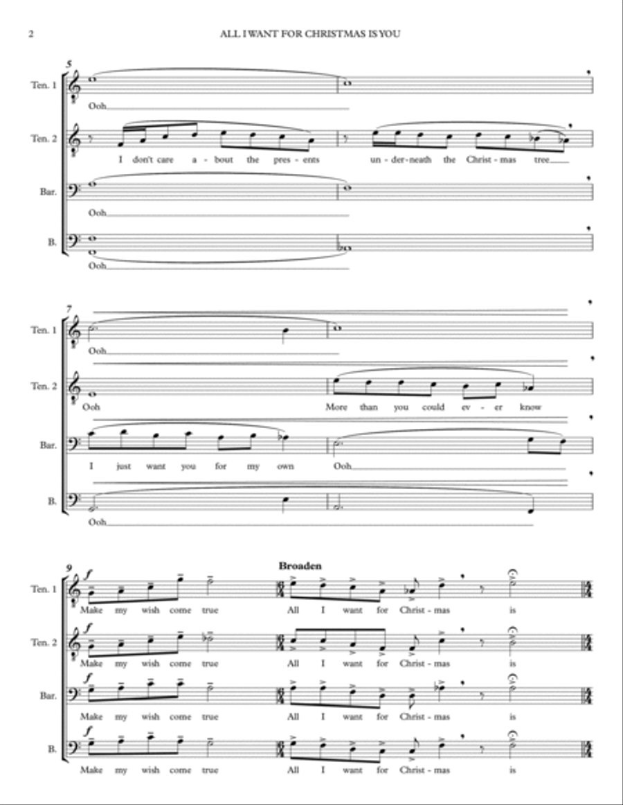 All I Want For Christmas Is You TTBB scores gallery preview page 2