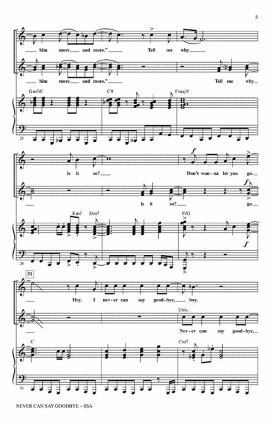 Never Can Say Goodbye Show Choir scores gallery preview page 3