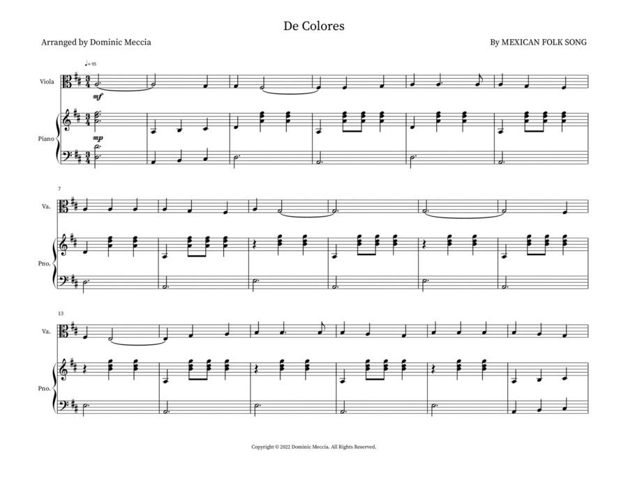 De Colores De Colores String Duet scores gallery preview page 1