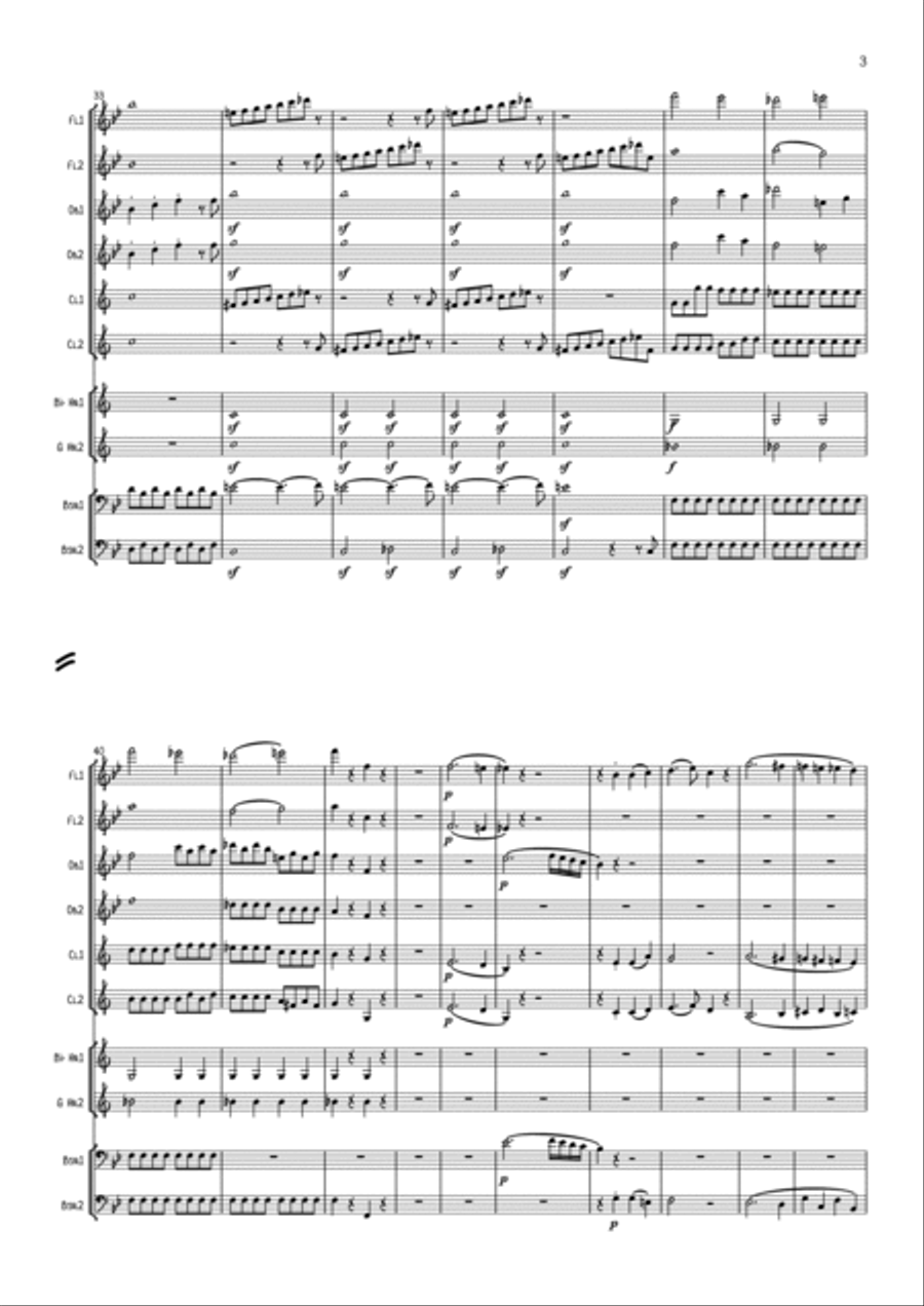 Mozart: Symphony No. 40 in G min K550 Mvt.1 - wind dectet School and Community scores gallery preview page 3