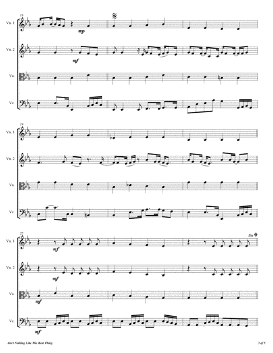 Ain't Nothing Like The Real Thing String Quartet scores gallery preview page 4