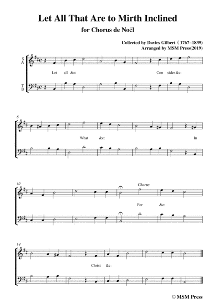Gilbert-Christmas Carol,Let All That Are to Mirth Inclined,in b minor,for Chorus 4-Part scores gallery preview page 3