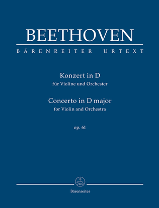 Book cover for Concerto for Violin and Orchestra in D major, op. 61
