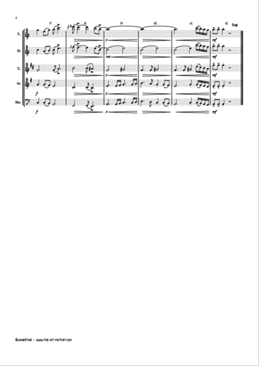 Summertime Woodwind Quintet scores gallery preview page 4