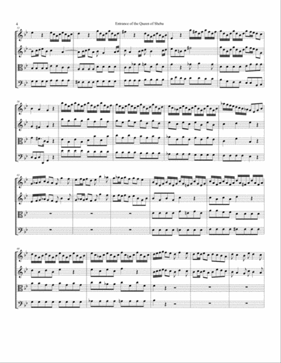 Entrance of the Queen of Sheba Entrance of the Queen of Sheba String Quartet scores gallery preview page 4
