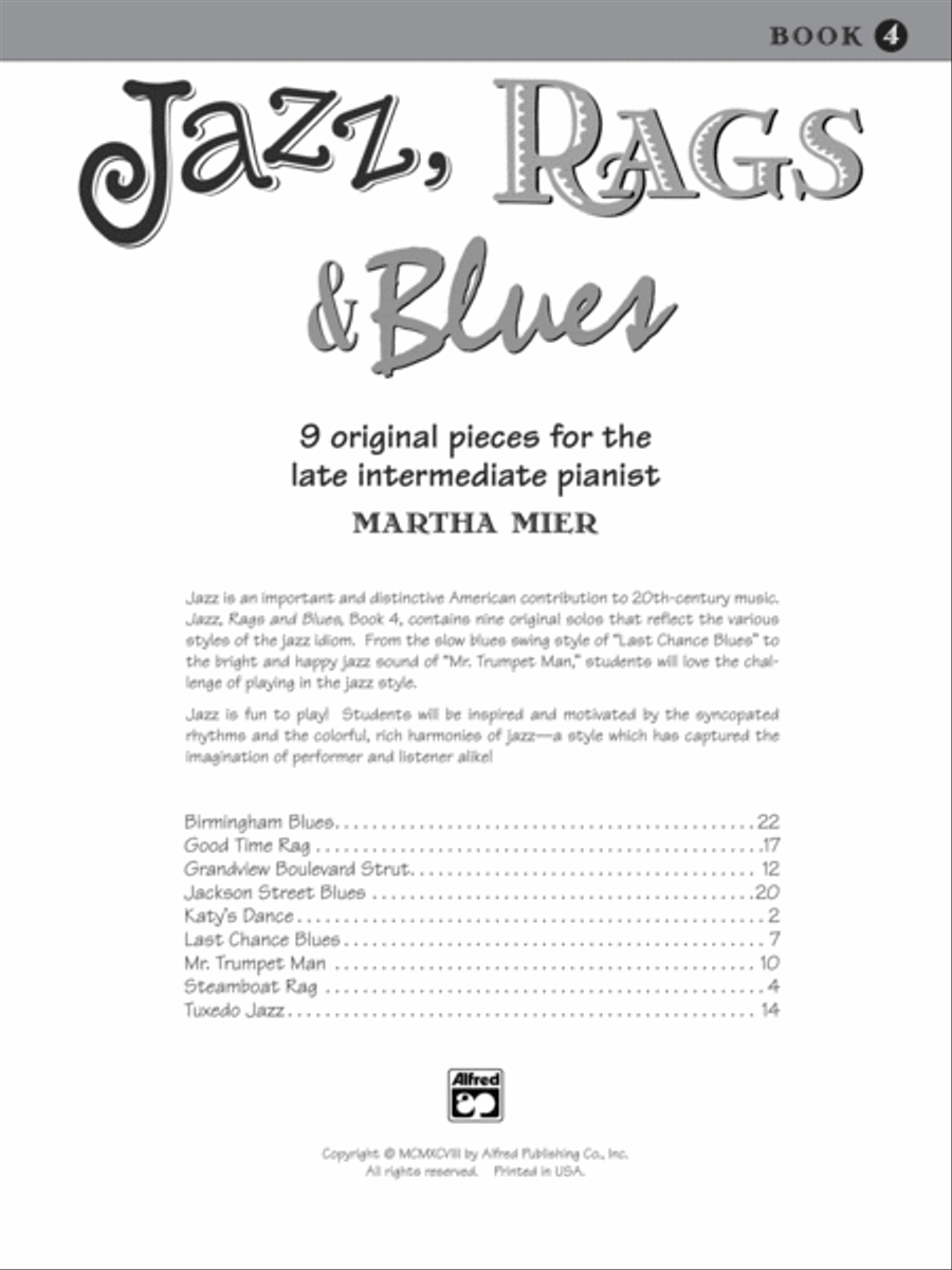 Jazz, Rags & Blues, Book 4