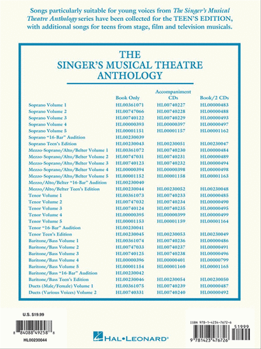 The Singer's Musical Theatre Anthology – Teen's Edition